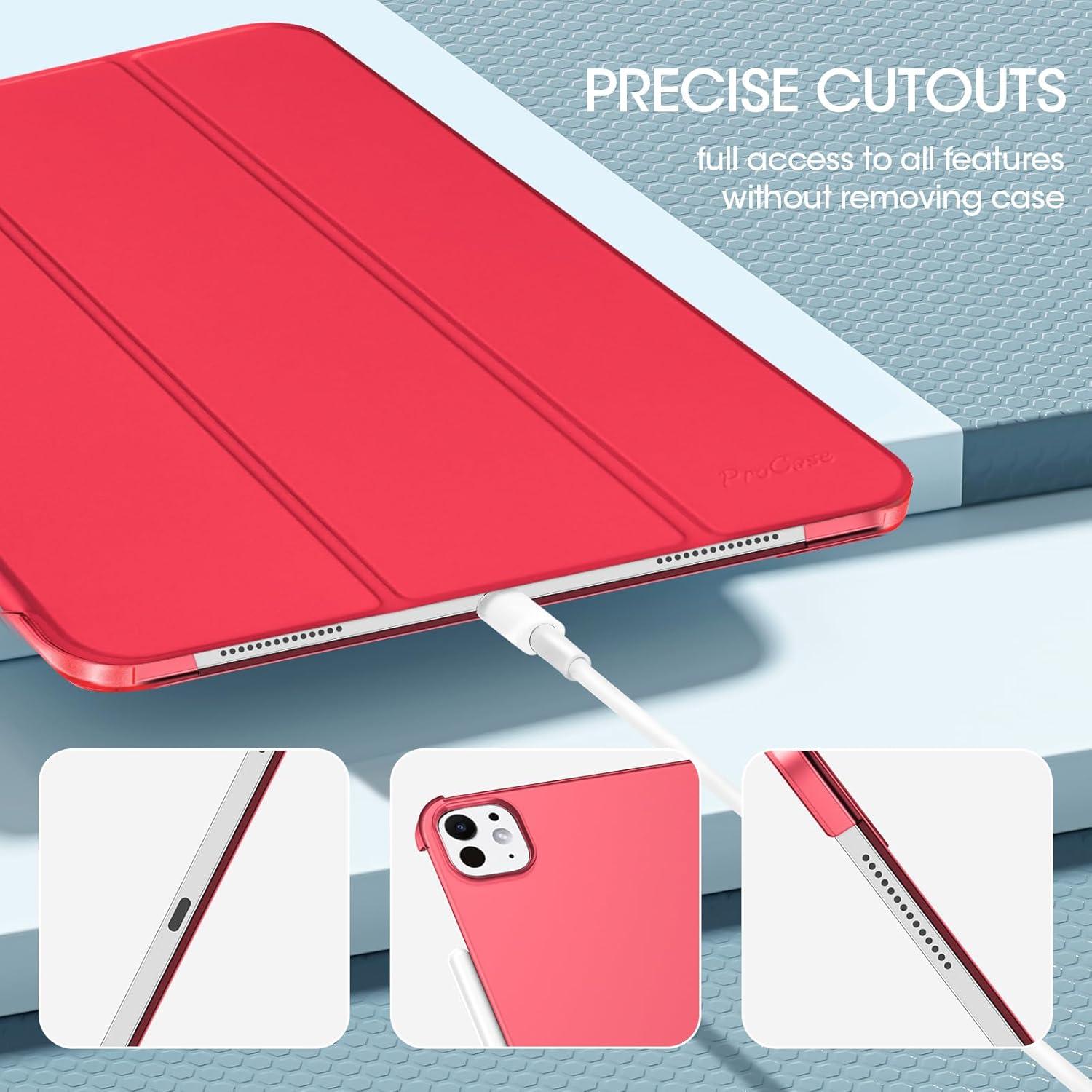 image:imageProCase for iPad Pro 13 Inch Case M5 2025 M4 2024 Smart Cover iPad Pro M5 M4 Case 13 Inch Slim Stand Translucent Hard Shell Back Supports Touch ID Auto WakeSleep NavyRed