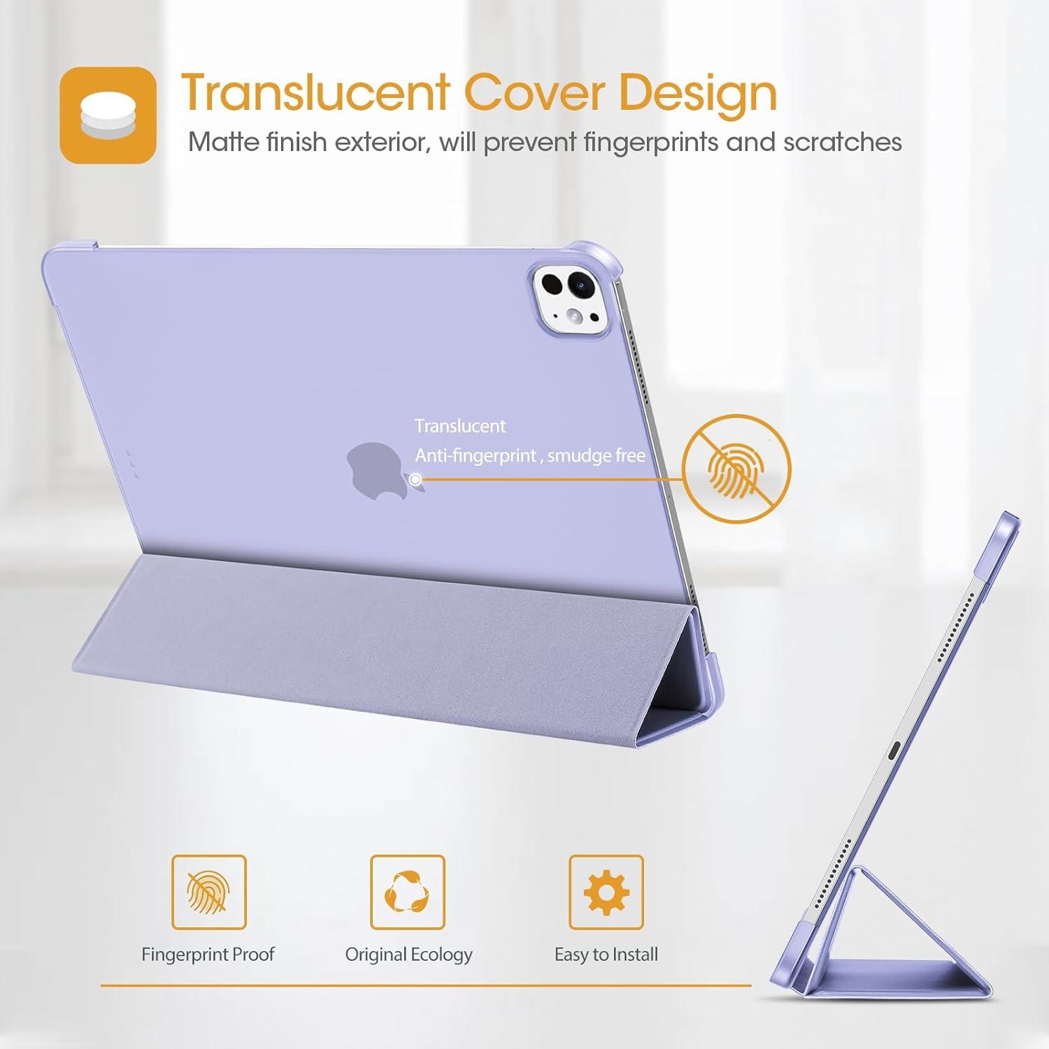 image:imageProCase for iPad Pro 13 Inch Case M5 2025 M4 2024 Smart Cover iPad Pro M5 M4 Case 13 Inch Slim Stand Translucent Hard Shell Back Supports Touch ID Auto WakeSleep NavyLightpurple