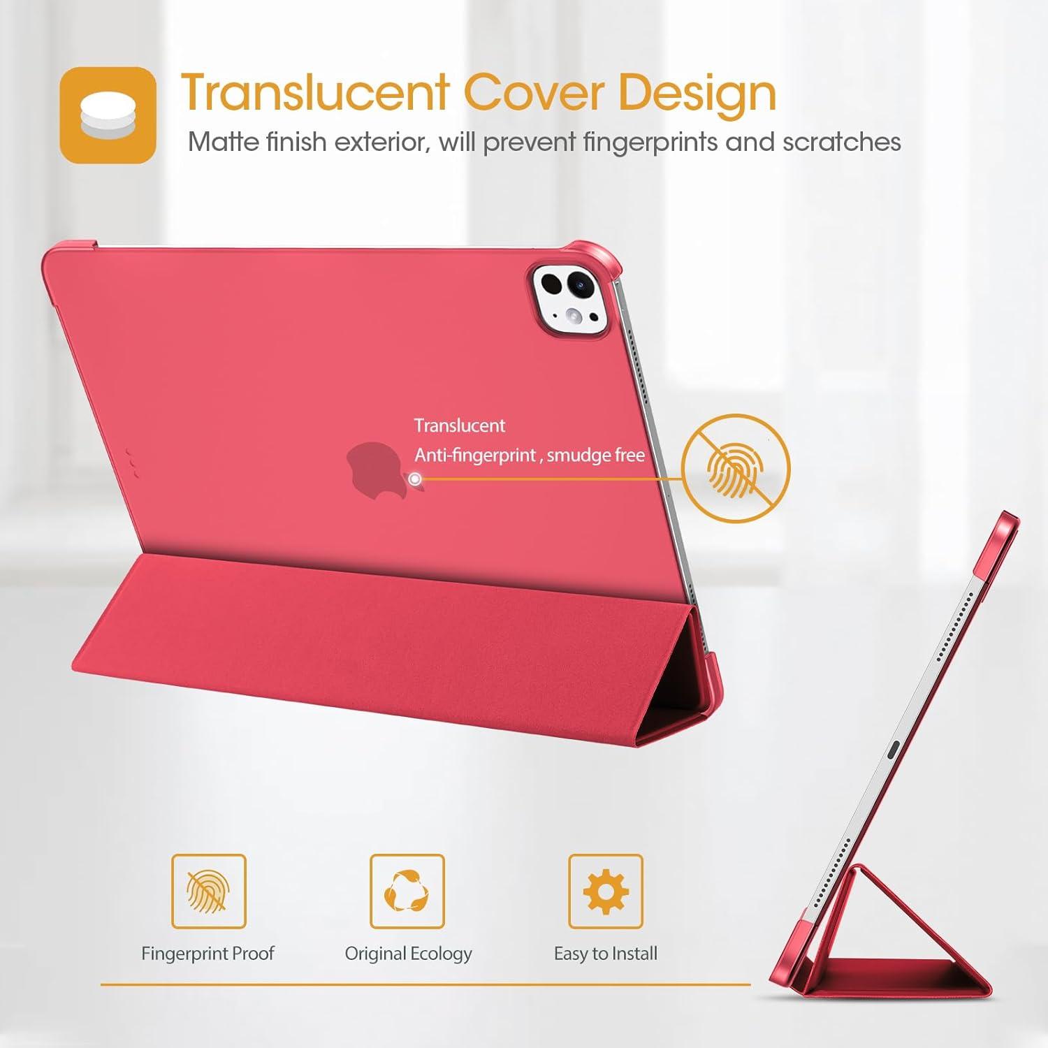 image:imageProCase for iPad Pro 13 Inch Case M5 2025 M4 2024 Smart Cover iPad Pro M5 M4 Case 13 Inch Slim Stand Translucent Hard Shell Back Supports Touch ID Auto WakeSleep NavyRed
