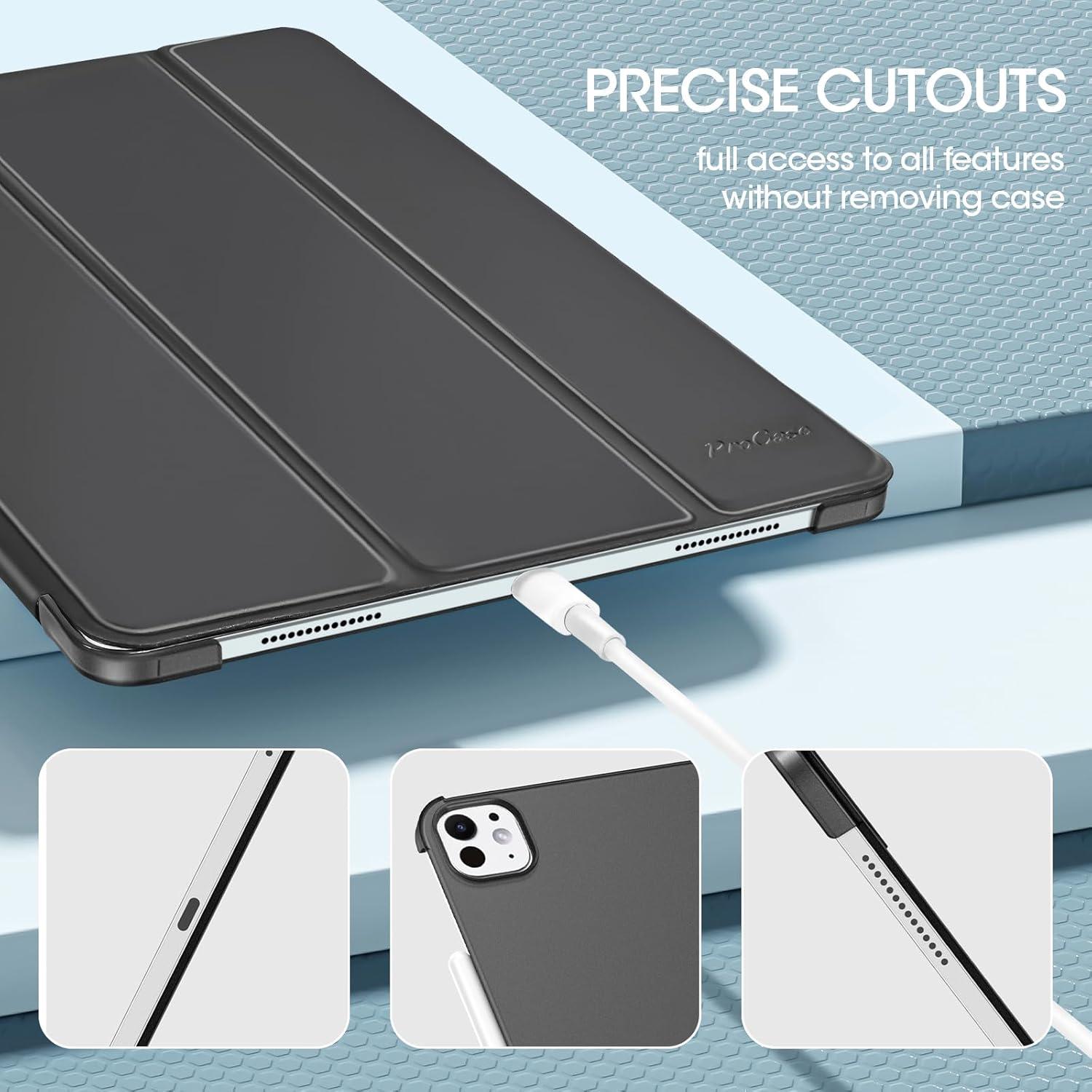 image:imageProCase for iPad Pro 13 Inch Case M5 2025 M4 2024 Smart Cover iPad Pro M5 M4 Case 13 Inch Slim Stand Translucent Hard Shell Back Supports Touch ID Auto WakeSleep NavyBlack
