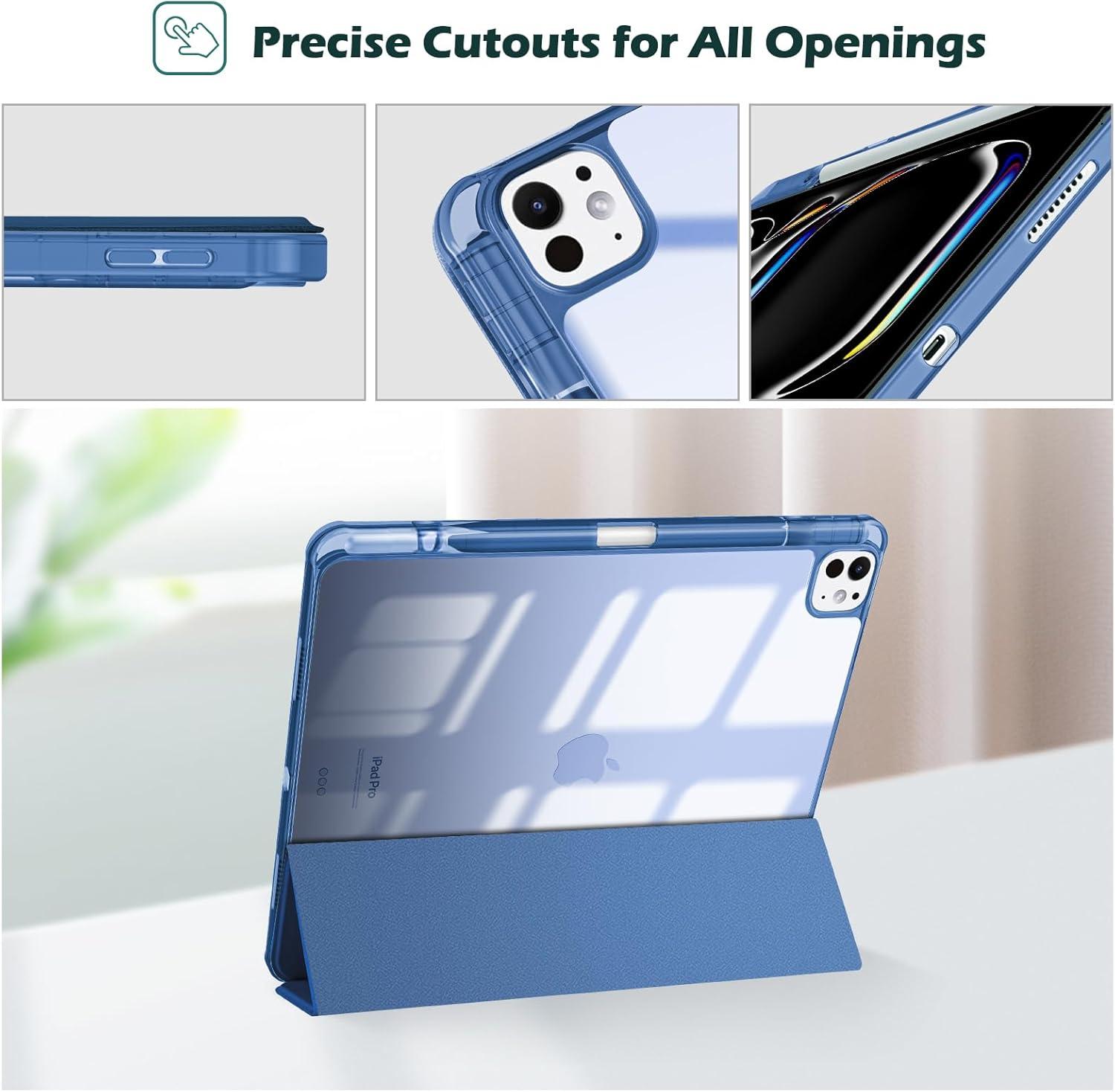 image:imageProCase for iPad Pro 13 Inch Case M5 2025 M4 2024 Smart Cover iPad Pro M5 M4 Case 13 Inch Slim Stand Translucent Hard Shell Back Supports Touch ID Auto WakeSleep NavyCobalt Blue