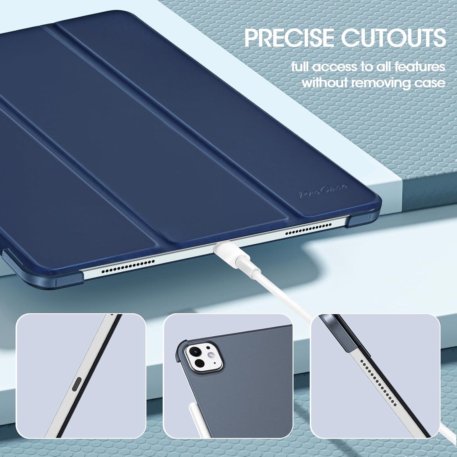 image:imageProCase for iPad Pro 13 Inch Case M5 2025 M4 2024 Smart Cover iPad Pro M5 M4 Case 13 Inch Slim Stand Translucent Hard Shell Back Supports Touch ID Auto WakeSleep NavyNavy