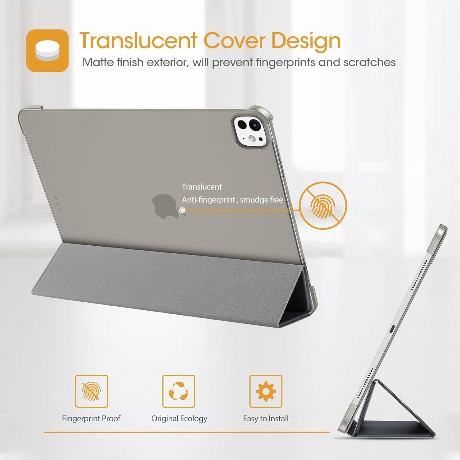 image:imageProCase for iPad Pro 13 Inch Case M5 2025 M4 2024 Smart Cover iPad Pro M5 M4 Case 13 Inch Slim Stand Translucent Hard Shell Back Supports Touch ID Auto WakeSleep NavyGrey
