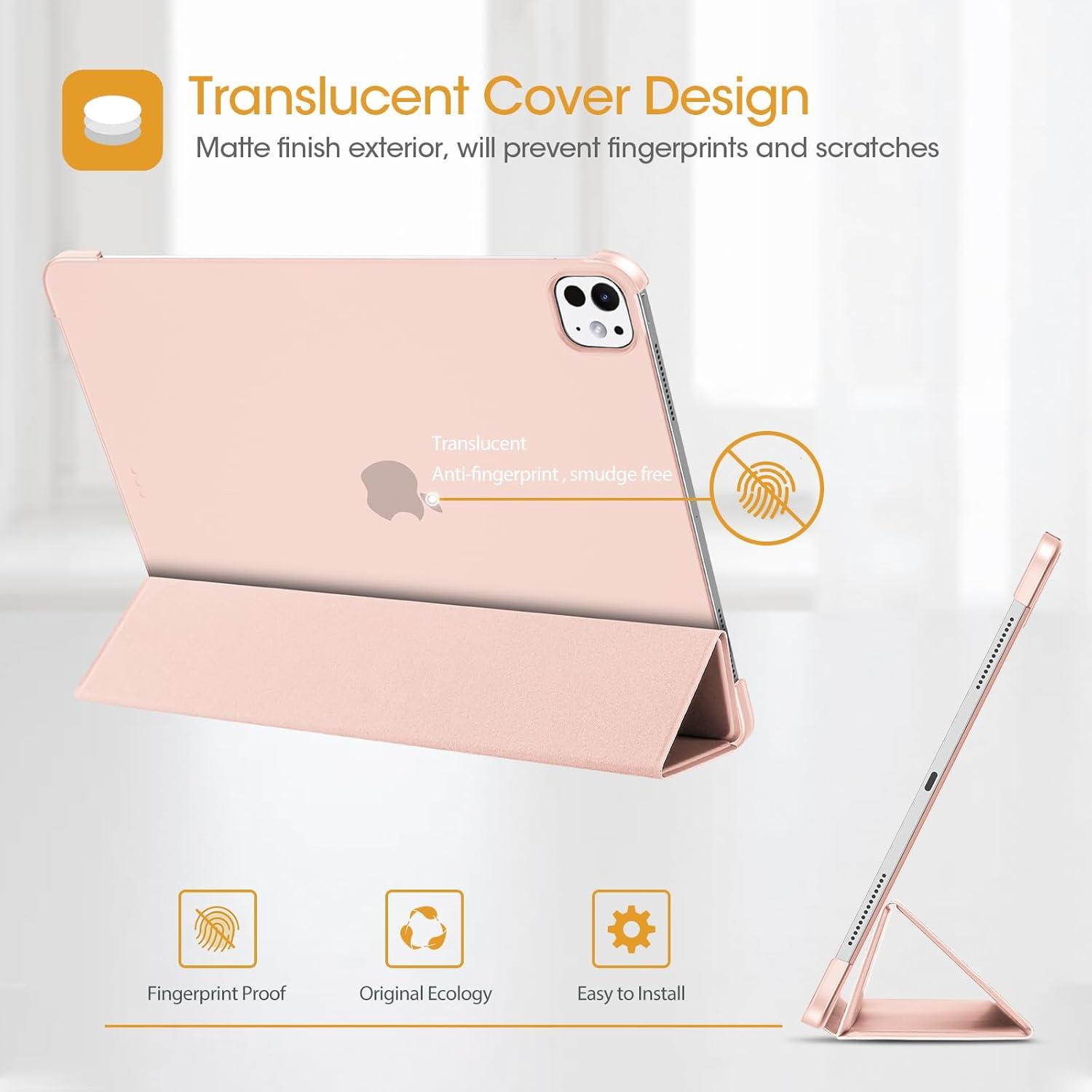 image:imageProCase for iPad Pro 13 Inch Case M5 2025 M4 2024 Smart Cover iPad Pro M5 M4 Case 13 Inch Slim Stand Translucent Hard Shell Back Supports Touch ID Auto WakeSleep NavyLightpink