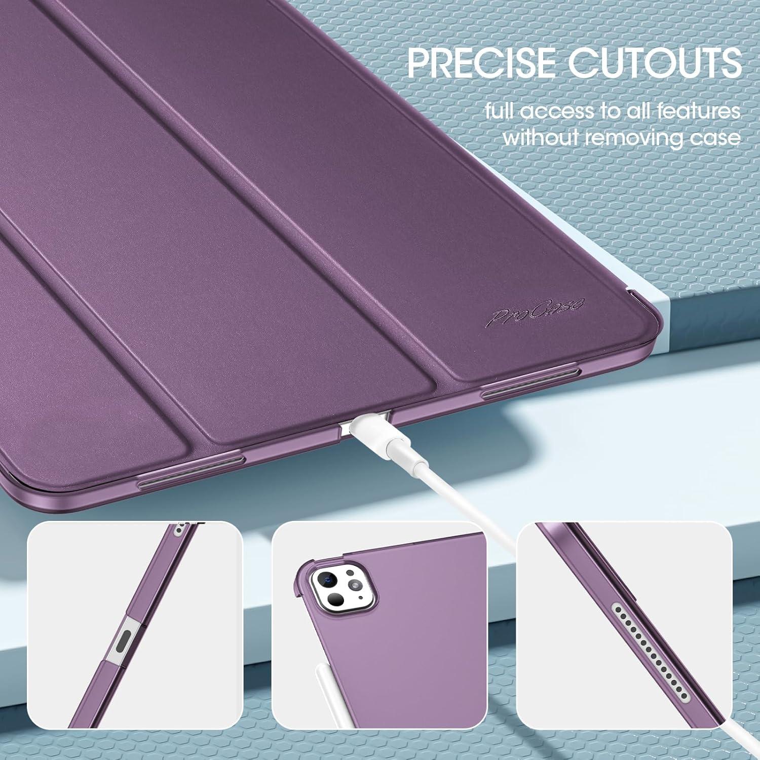 image:imageProCase for iPad Pro 13 Inch Case M5 2025 M4 2024 Smart Cover iPad Pro M5 M4 Case 13 Inch Slim Stand Translucent Hard Shell Back Supports Touch ID Auto WakeSleep NavyDarkpurple