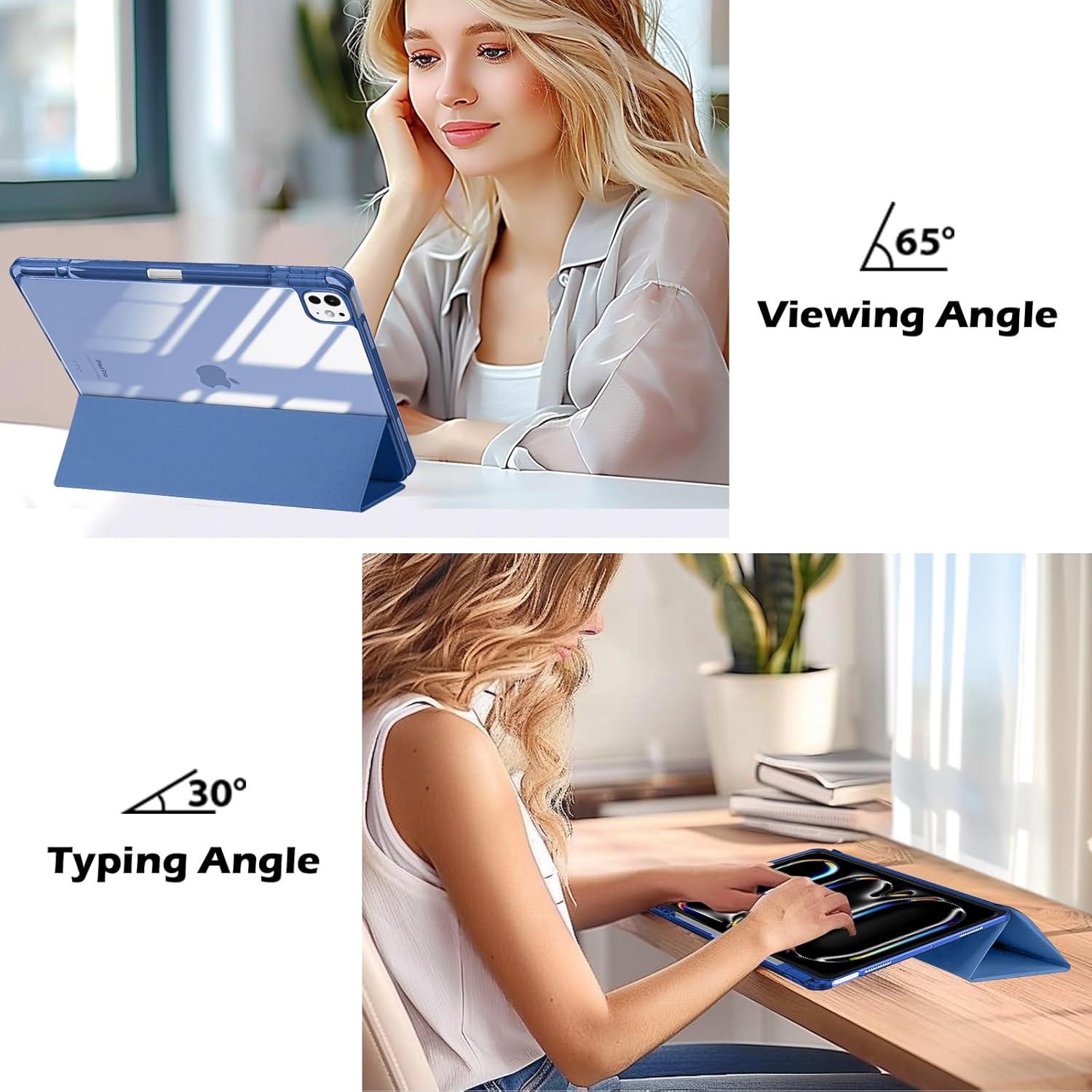 image:imageProCase for iPad Pro 13 Inch Case M5 2025 M4 2024 Smart Cover iPad Pro M5 M4 Case 13 Inch Slim Stand Translucent Hard Shell Back Supports Touch ID Auto WakeSleep NavyCobalt Blue