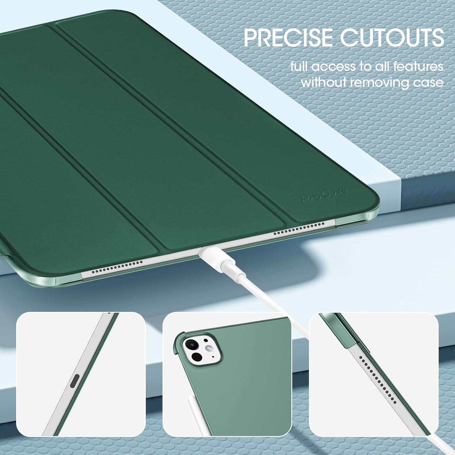 image:imageProCase for iPad Pro 13 Inch Case M5 2025 M4 2024 Smart Cover iPad Pro M5 M4 Case 13 Inch Slim Stand Translucent Hard Shell Back Supports Touch ID Auto WakeSleep NavyMgreen