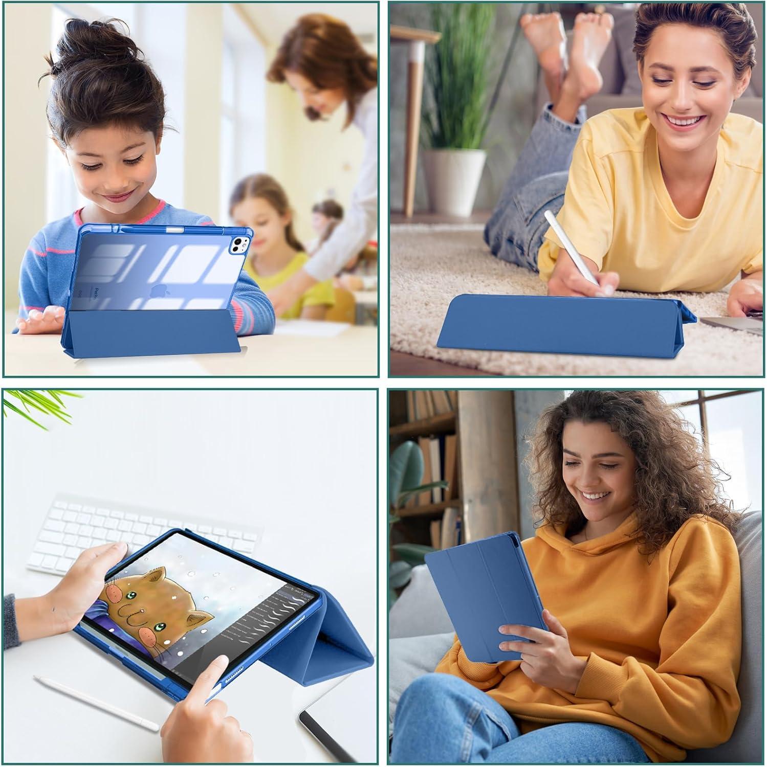 image:imageProCase for iPad Pro 13 Inch Case M5 2025 M4 2024 Smart Cover iPad Pro M5 M4 Case 13 Inch Slim Stand Translucent Hard Shell Back Supports Touch ID Auto WakeSleep NavyCobalt Blue