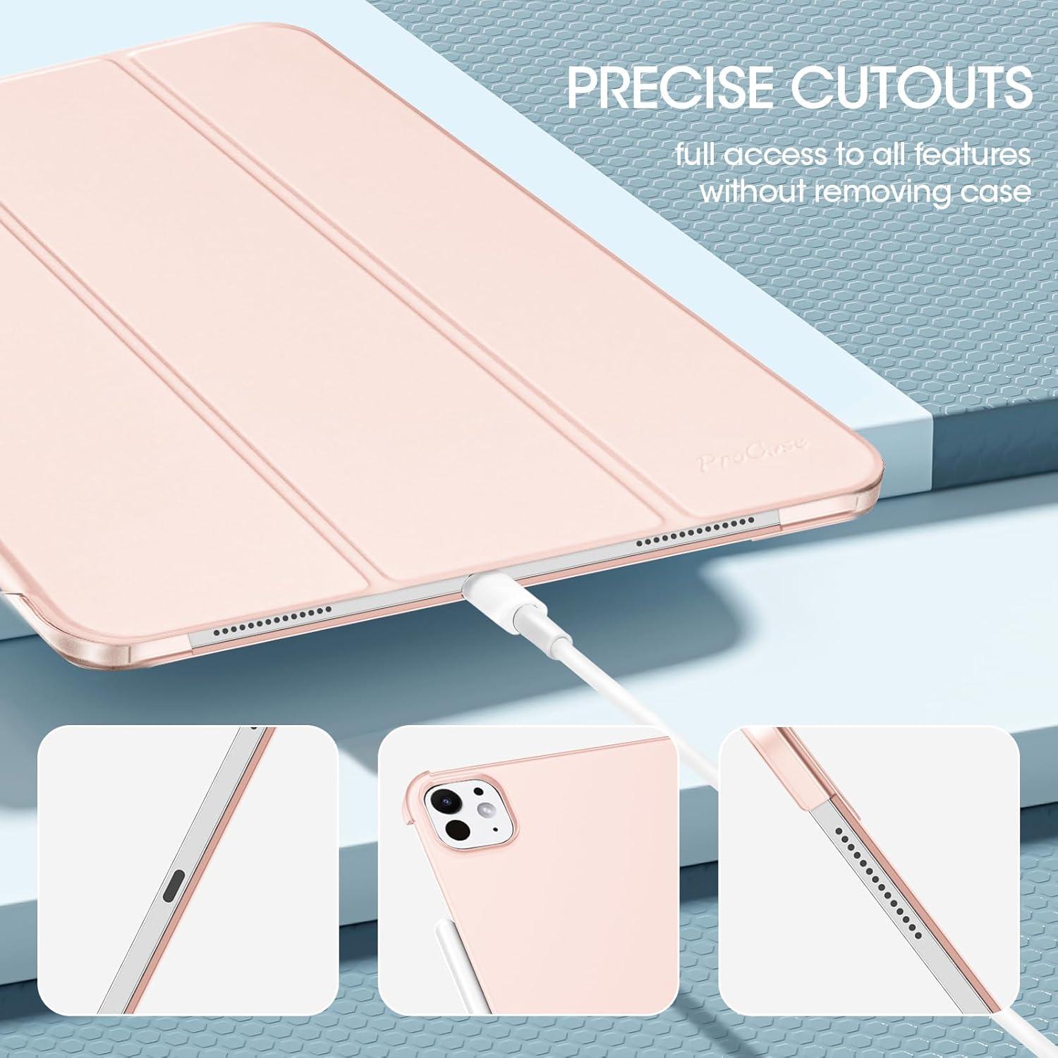 image:imageProCase for iPad Pro 13 Inch Case M5 2025 M4 2024 Smart Cover iPad Pro M5 M4 Case 13 Inch Slim Stand Translucent Hard Shell Back Supports Touch ID Auto WakeSleep NavyLightpink