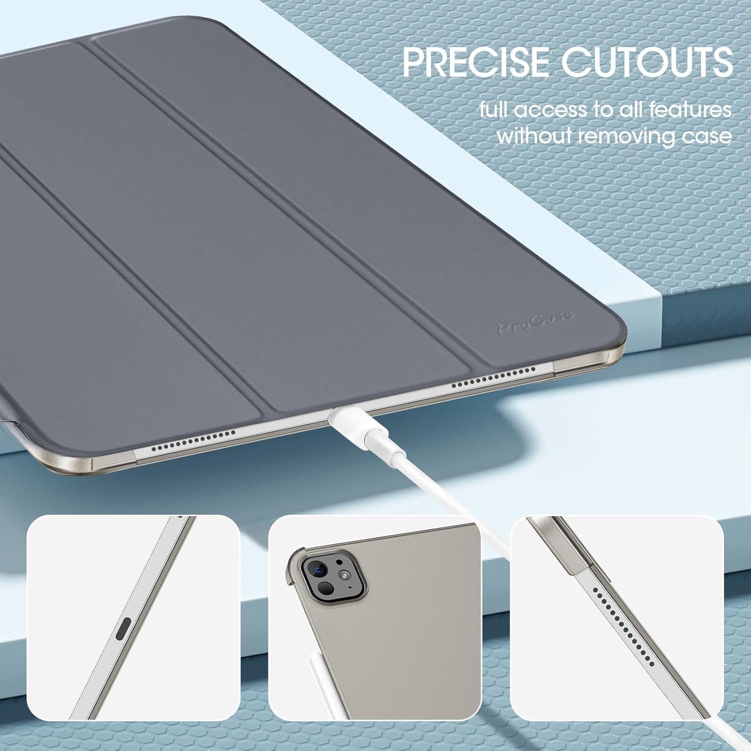 image:imageProCase for iPad Pro 13 Inch Case M5 2025 M4 2024 Smart Cover iPad Pro M5 M4 Case 13 Inch Slim Stand Translucent Hard Shell Back Supports Touch ID Auto WakeSleep NavyGrey