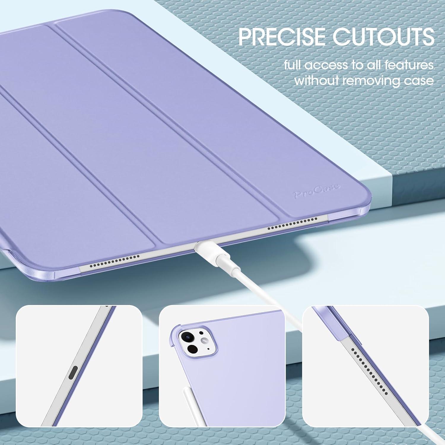 image:imageProCase for iPad Pro 13 Inch Case M5 2025 M4 2024 Smart Cover iPad Pro M5 M4 Case 13 Inch Slim Stand Translucent Hard Shell Back Supports Touch ID Auto WakeSleep NavyLightpurple