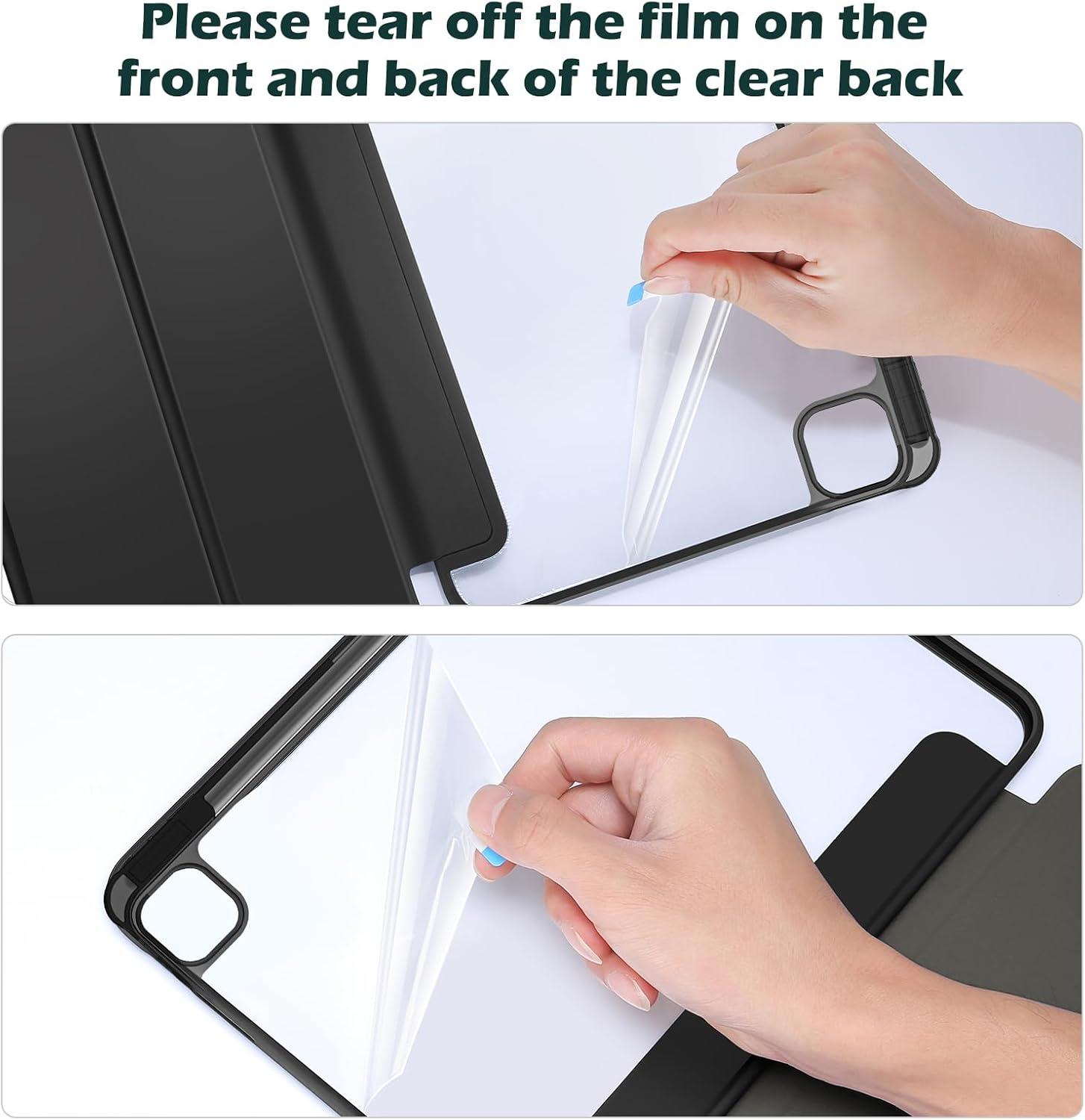 image:imageProCase for iPad Pro 13 Inch Case M5 2025 M4 2024 with Pencil Holder Slim Stand Clear Shell Back Shockproof Cover iPad Pro M5 M4 Case 13 Inch Supports Touch ID Auto WakeSleep BlackBlack