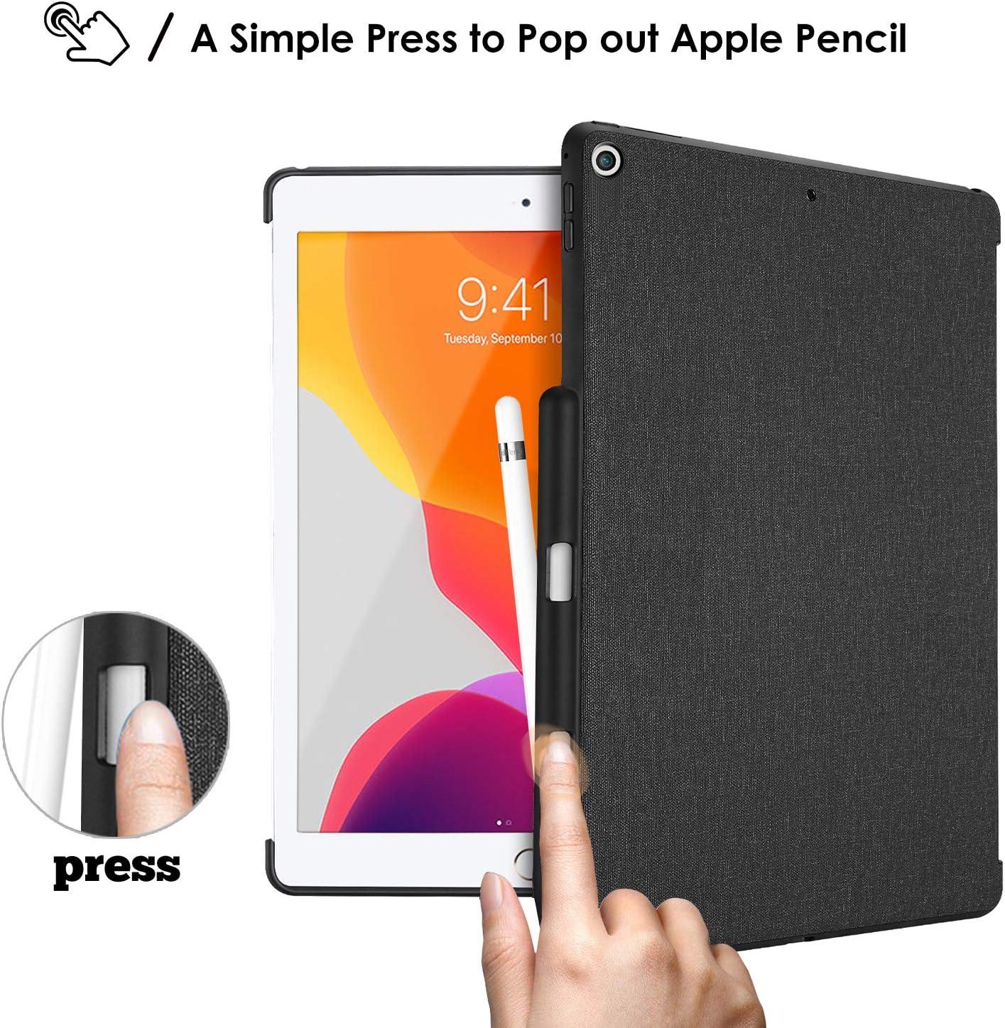 image:imageProcase iPad 102 7th Generation Back Case with Pencil Holder Companion Back Cover Protective Case for 2019 New Apple iPad 102 inch Compatible with Apple Smart Keyboard and Smart Cover Black