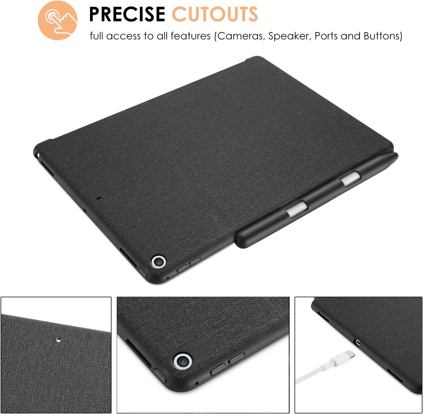image:imageProcase iPad 102 7th Generation Back Case with Pencil Holder Companion Back Cover Protective Case for 2019 New Apple iPad 102 inch Compatible with Apple Smart Keyboard and Smart Cover Black