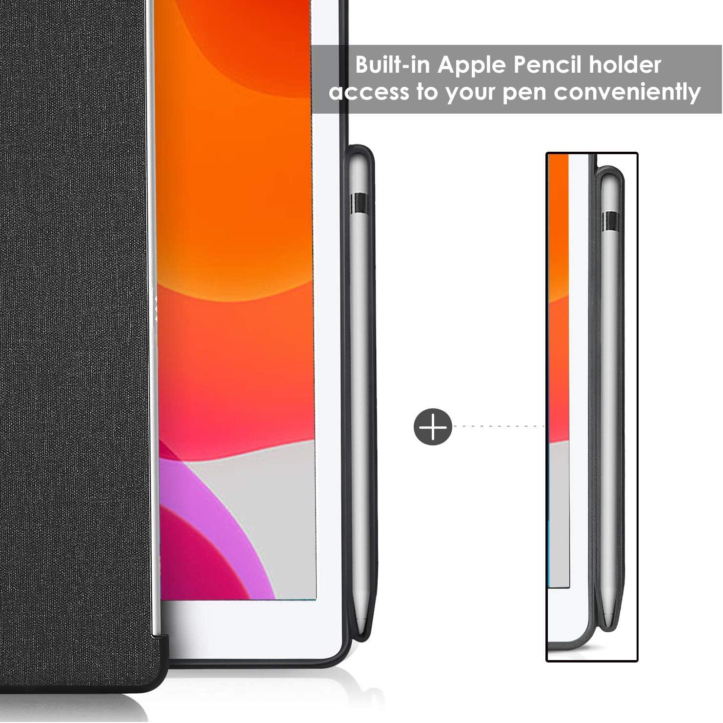 image:imageProcase iPad 102 7th Generation Back Case with Pencil Holder Companion Back Cover Protective Case for 2019 New Apple iPad 102 inch Compatible with Apple Smart Keyboard and Smart Cover Black