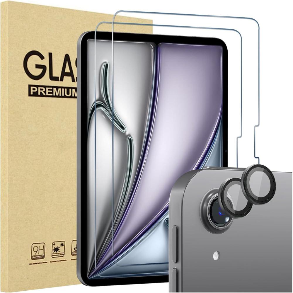 image:imageProCase 2 Pack Screen Protector for iPad Air 13 Inch M4 2026 M2 2024 2 Pack Camera Lens Protector Matching Tablet Colors HD Tempered Glass Film Guard Saver for iPad Air 13 BlueGray