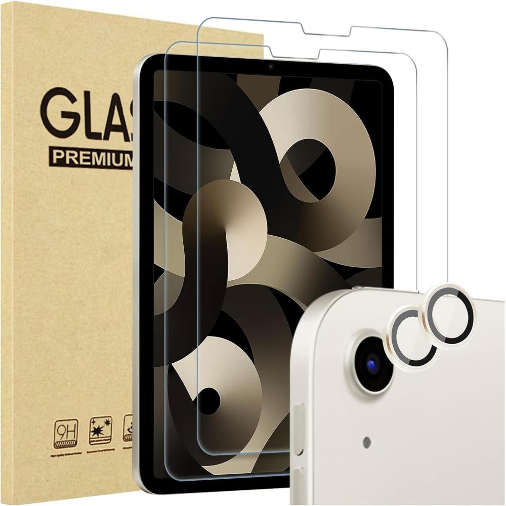 image:imageProCase 2 Pack Screen Protector for iPad Air 5th 4th Generation 109 2 Pack Camera Lens Protector 9H Hardness HD Clear Tempered Glass for iPad Air Gen 45 BlueStarlight