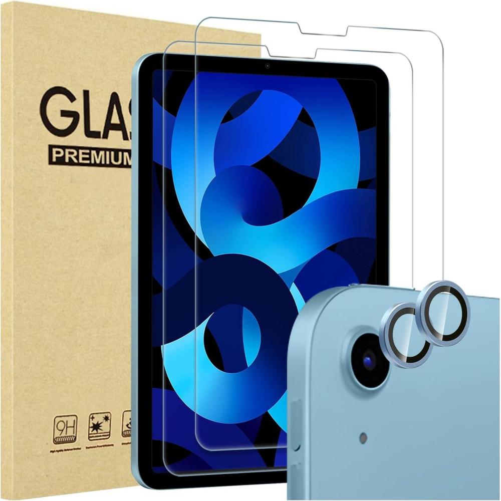 image:imageProCase 2 Pack Screen Protector for iPad Air 5th 4th Generation 109 2 Pack Camera Lens Protector 9H Hardness HD Clear Tempered Glass for iPad Air Gen 45 BlueBlue