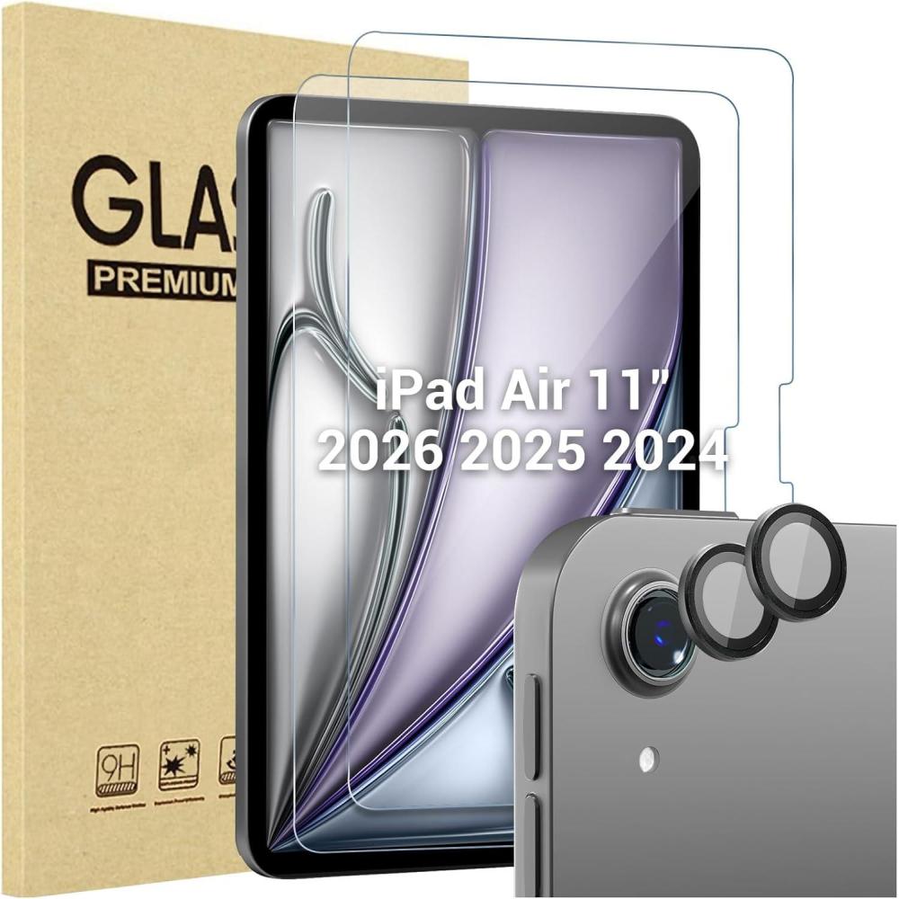 image:imageProCase 22 Pack Screen Protector for iPad Air 11 inch M4 2026 7th M3 2025 6th M2 2024 With Two Camera Lens Protector for iPad Air 11 BlueGray