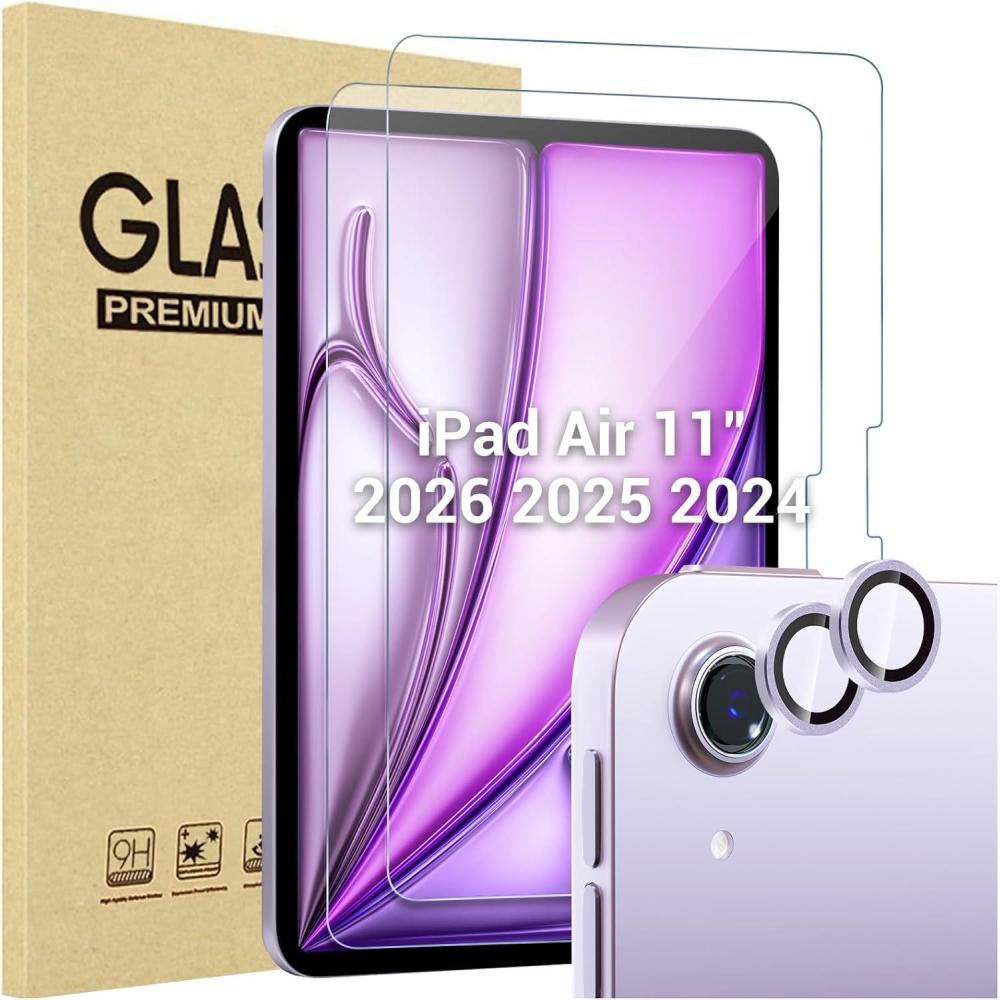 image:imageProCase 22 Pack Screen Protector for iPad Air 11 inch M4 2026 7th M3 2025 6th M2 2024 With Two Camera Lens Protector for iPad Air 11 BluePurple