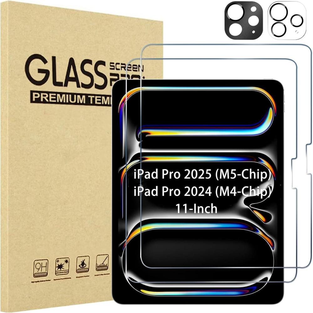 image:imageProCase 22 Pack Screen Protector for iPad Pro 13 inch 2025 M5 2024 M4 with Camera Lens Protector Tempered Glass Film for iPad Pro 13 2ClearBlackClear