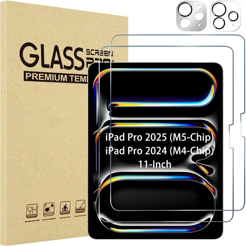 image:imageProCase 22 Pack Screen Protector for iPad Pro 13 inch 2025 M5 2024 M4 with Camera Lens Protector Tempered Glass Film for iPad Pro 13 2ClearSliverClear