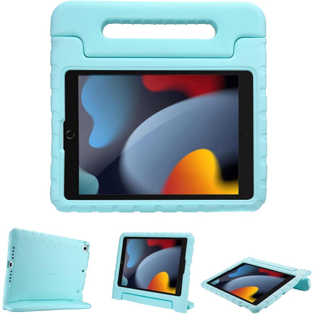 image:imageProCase Kids Case for iPad 9th GenerationiPad 8iPad 7 iPad 102 Case 2021 2020 2019iPad Air 105iPad Pro 105 Kids Case Shockproof Lightweight Case with Convertible Handle Blue 2021 2020 2019 Shockproof BlueAqua