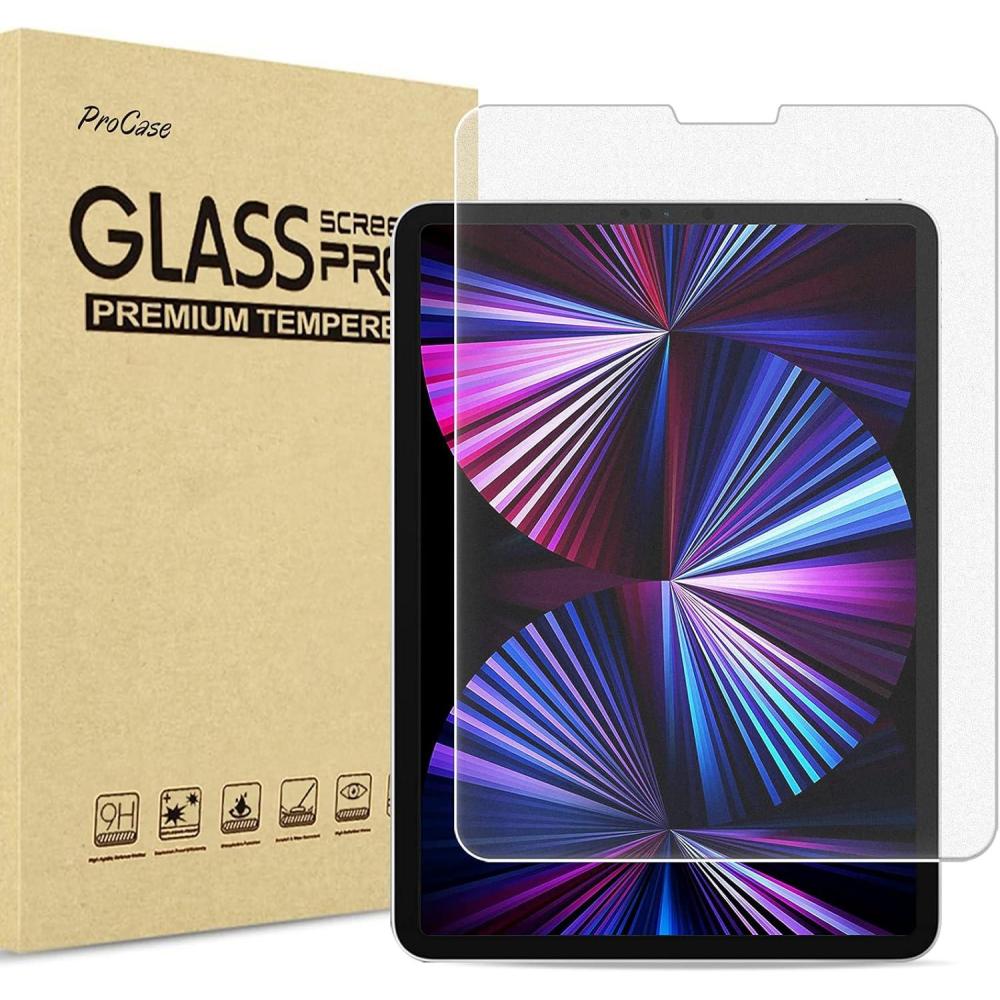 image:imageProCase Matte Screen Protector for iPad Pro 11 Inch 2022 2021 2020 2018 AntiFingerprint Matte Tempered Glass Screen Film Guard Screen Protector for iPad Pro 11 4th 3rd 2nd 1st Gen