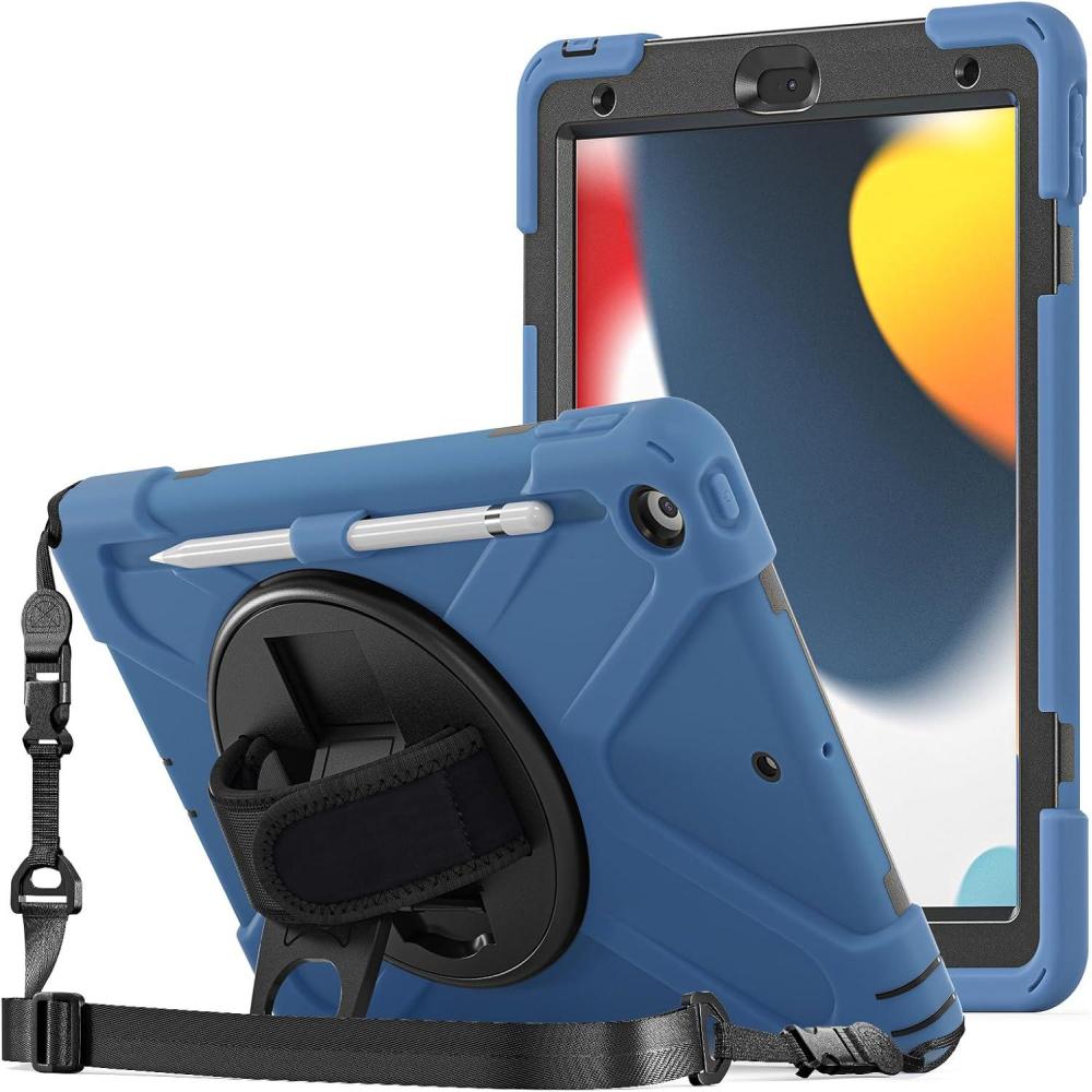 image:imageProCase Rugged Case for iPad 9th 8th 7th Generation 102 202120202019 Heavy Duty Shockproof Protective Cover with Strap for iPad 987 TealMoroccoblue