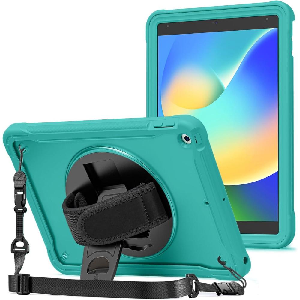 image:imageProCase Rugged Case for iPad 9th8th7th Generation 102 inch 202120202019 Case Heavy Duty Shockproof Rugged Cover with Hand Strap 360 Degree Rotatable Kickstand Protective for iPad 102 PinkTeal