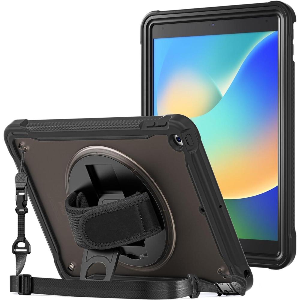 image:imageProCase Rugged Case for iPad 9th8th7th Generation 102 inch 202120202019 Case Heavy Duty Shockproof Rugged Cover with Hand Strap 360 Degree Rotatable Kickstand Protective for iPad 102 PinkBlack
