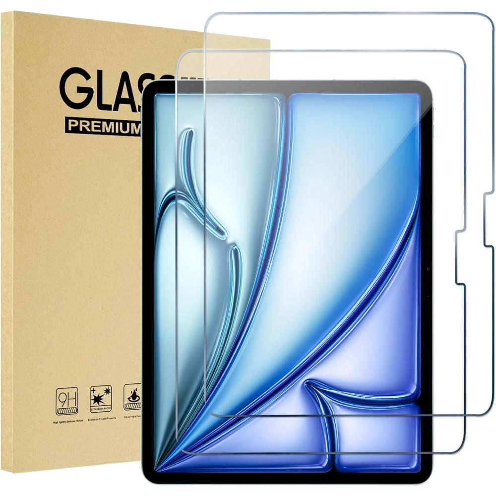 image:imageProCase Screen Protector for iPad Pro 13 InchM4 2024 iPad Air 13 InchM3M2 20252024 Tempered Glass Screen Saver Protective Film Guard for iPad Pro 13iPad Air 13 20252024 Release 2 PackiPad Air 11 M4M3M2 202620252024