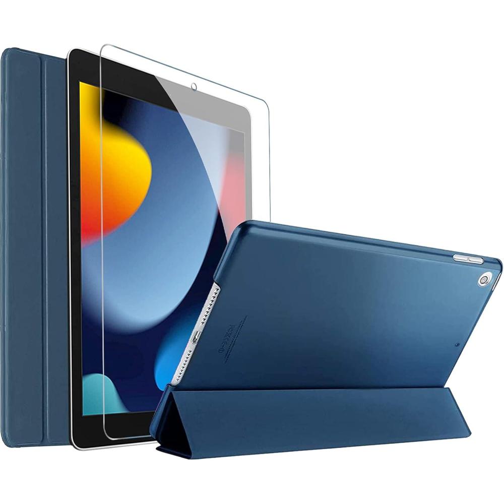 image:imageProCase Smart Case for iPad 102 Case 2021 9th Gen 2020 8th Gen 2019 7th Gen Case with Tempered Glass Screen Protector Slim Stand Hard Shell Protective Smart Cover for 102 iPad 987 GreyNavy