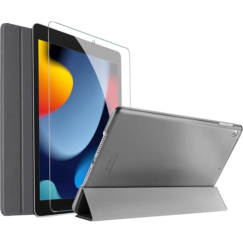 image:imageProCase Smart Case for iPad 102 Case 2021 9th Gen 2020 8th Gen 2019 7th Gen Case with Tempered Glass Screen Protector Slim Stand Hard Shell Protective Smart Cover for 102 iPad 987 Greygrey