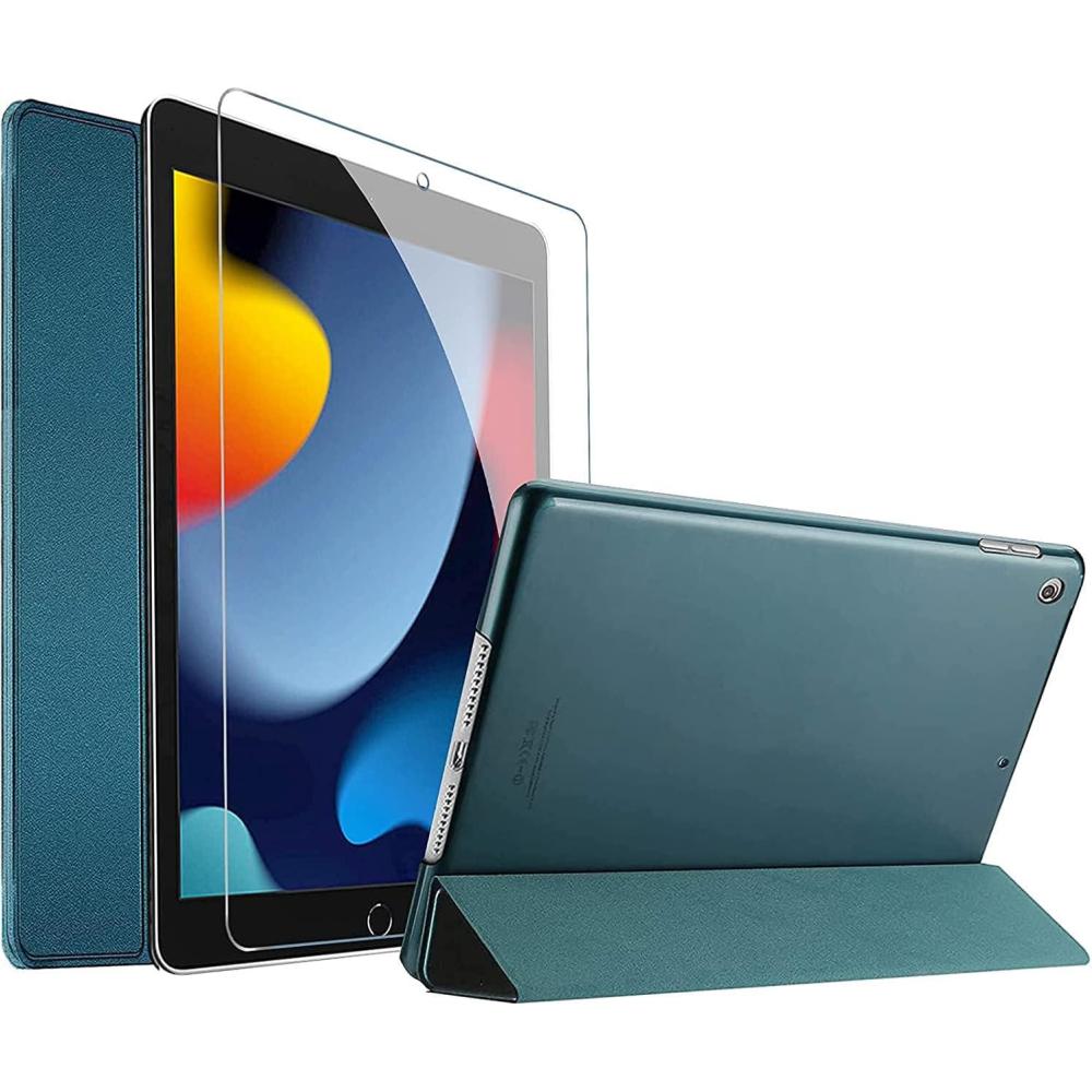 image:imageProCase Smart Case for iPad 102 Case 2021 9th Gen 2020 8th Gen 2019 7th Gen Case with Tempered Glass Screen Protector Slim Stand Hard Shell Protective Smart Cover for 102 iPad 987 GreyTeal