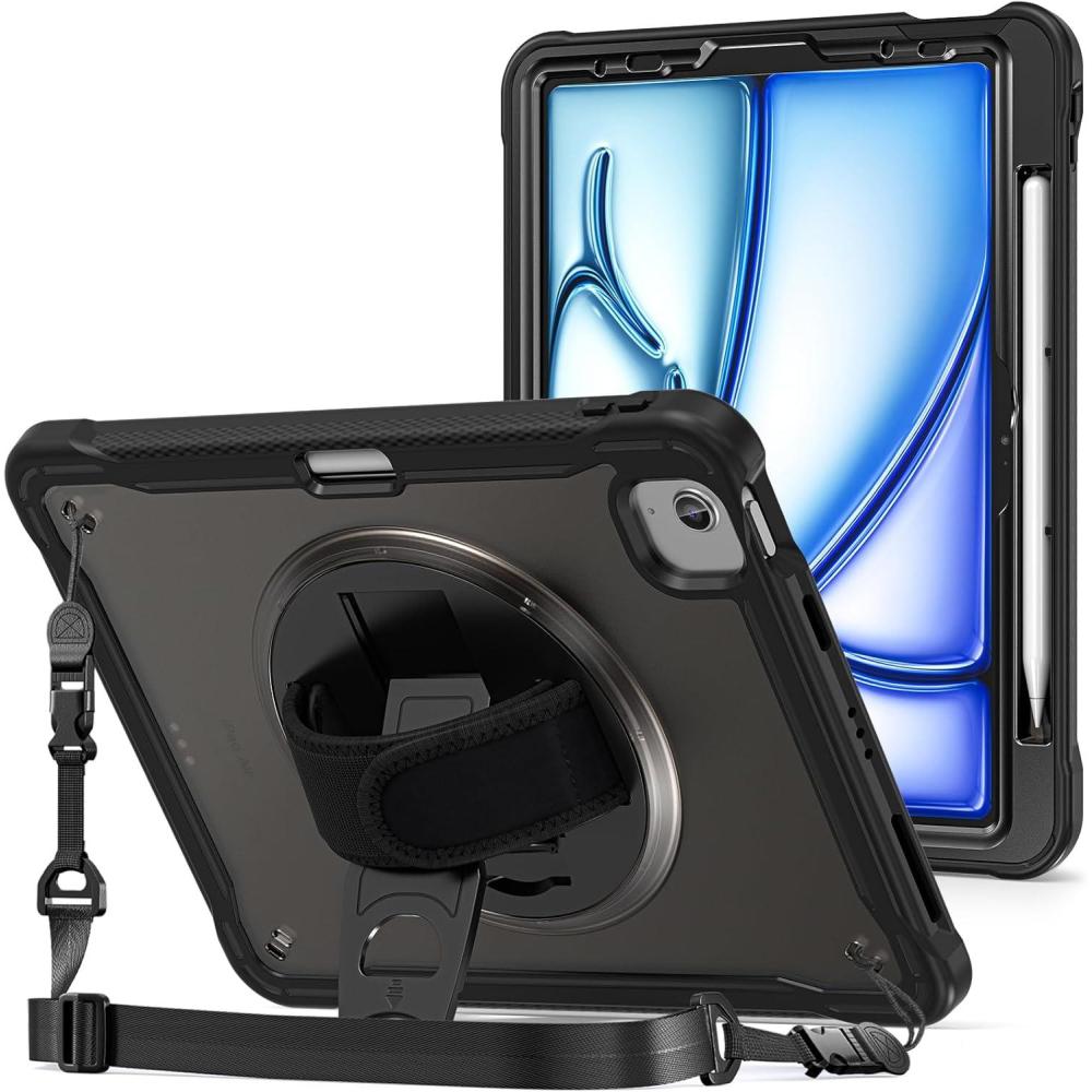 image:imageProCase for iPad Air 11inch M4 2026 M3 2025 M2 2024 Air 5th  4th Gen 109 iPad Pro 11 4th3rd2nd1st Gen Heavy Duty Shockproof Cover with Hand Strap 360 Degree Rotatable Kickstand BlueBlack