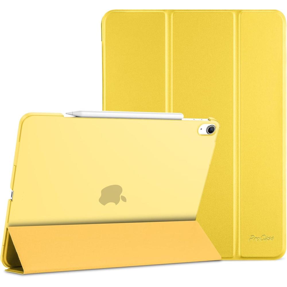 image:imageProCase for iPad Air 13 Inch Case M4M3M2202620252024 Slim Smart Cover iPad 13 Air M4 M3 M2 Case with Translucent Hard Shell Back Supports Touch ID Auto WakeSleep BlackYellow