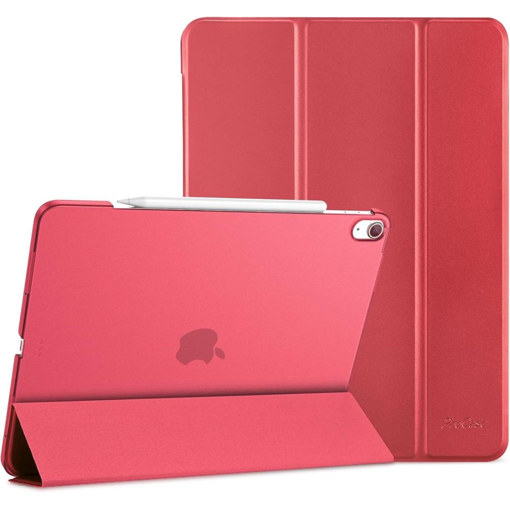 image:imageProCase for iPad Air 13 Inch Case M4M3M2202620252024 Slim Smart Cover iPad 13 Air M4 M3 M2 Case with Translucent Hard Shell Back Supports Touch ID Auto WakeSleep BlackRed