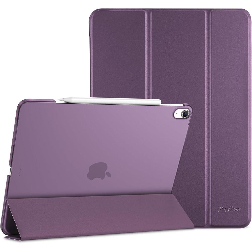 image:imageProCase for iPad Air 13 Inch Case M4M3M2202620252024 Slim Smart Cover iPad 13 Air M4 M3 M2 Case with Translucent Hard Shell Back Supports Touch ID Auto WakeSleep BlackDarkPurple