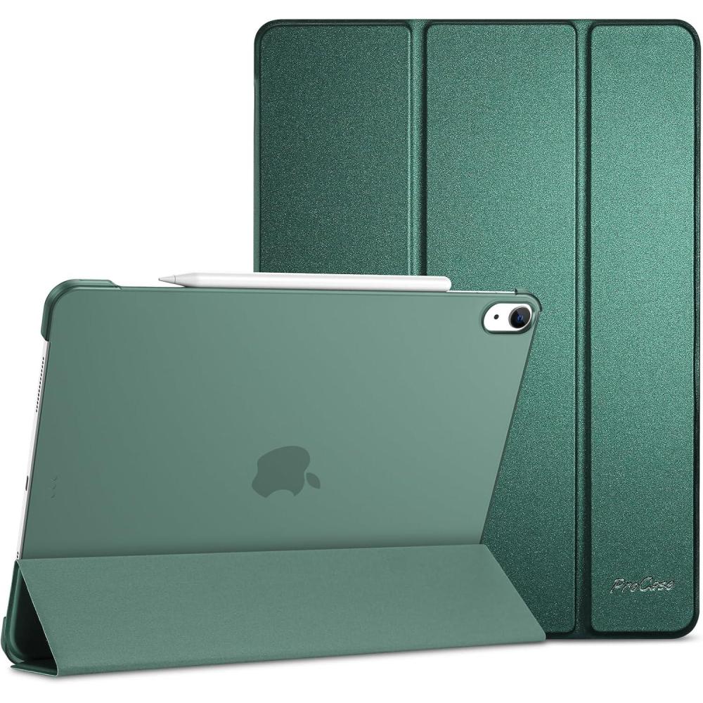 image:imageProCase for iPad Air 13 Inch Case M4M3M2202620252024 Slim Smart Cover iPad 13 Air M4 M3 M2 Case with Translucent Hard Shell Back Supports Touch ID Auto WakeSleep BlackMidnight Green