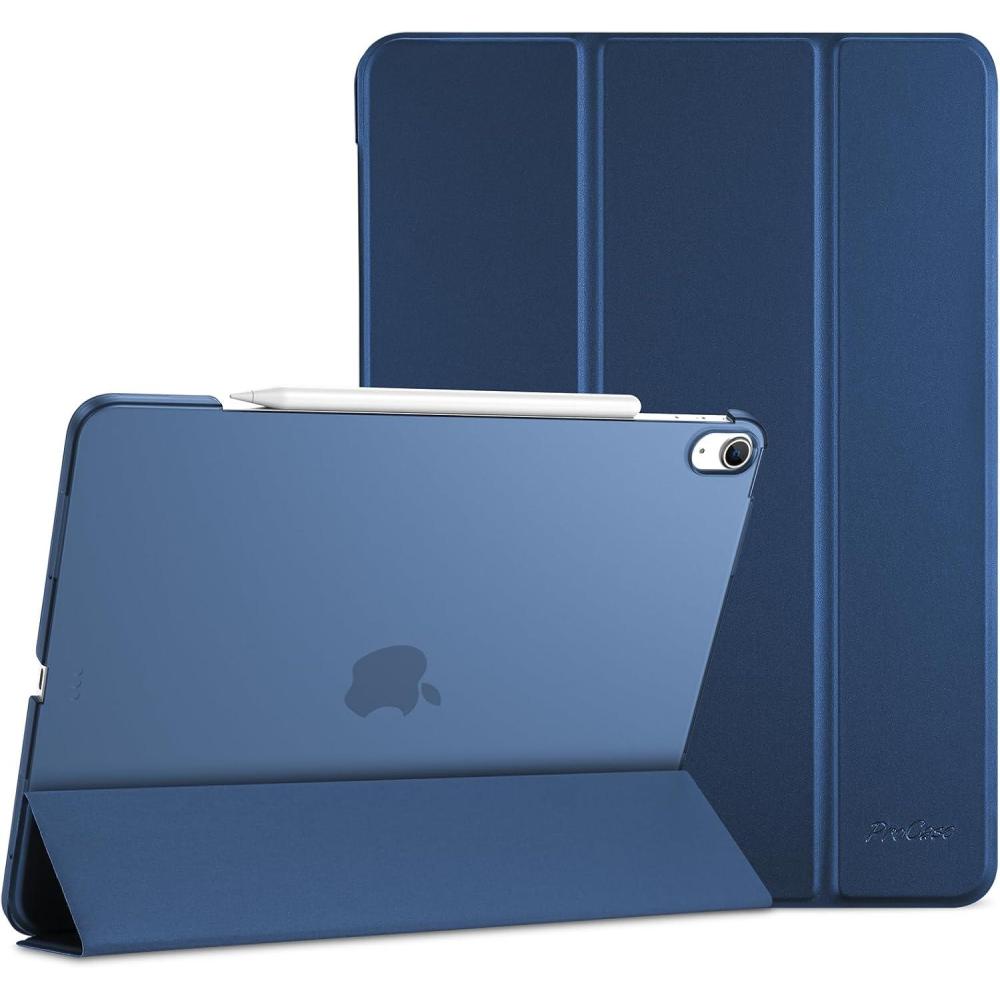 image:imageProCase for iPad Air 13 Inch Case M4M3M2202620252024 Slim Smart Cover iPad 13 Air M4 M3 M2 Case with Translucent Hard Shell Back Supports Touch ID Auto WakeSleep BlackDarkBlue