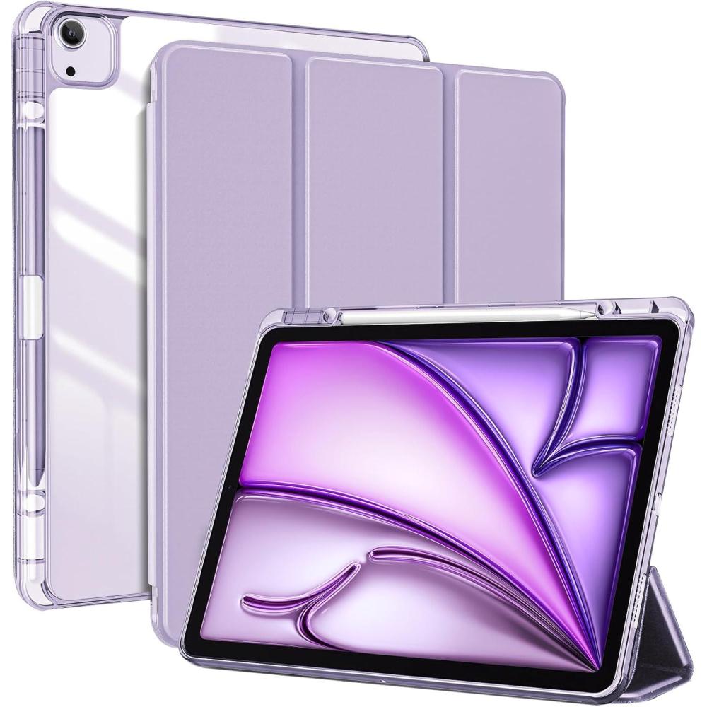 image:imageProCase for iPad Air 13 Inch Case M4M3M2202620252024 with Pencil Holder Hybrid Smart Cover iPad 13 Air M4 M3 M2 Case with Clear Transparent Back Supports Touch ID Auto WakeSleep NavyPurple