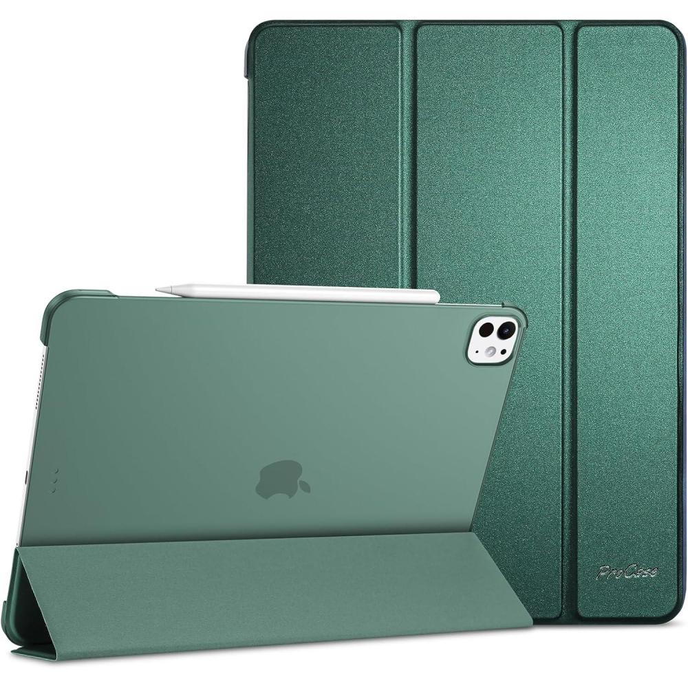 image:imageProCase for iPad Pro 13 Inch Case M5 2025 M4 2024 Smart Cover iPad Pro M5 M4 Case 13 Inch Slim Stand Translucent Hard Shell Back Supports Touch ID Auto WakeSleep NavyMgreen