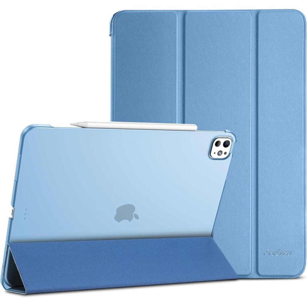 image:imageProCase for iPad Pro 13 Inch Case M5 2025 M4 2024 Smart Cover iPad Pro M5 M4 Case 13 Inch Slim Stand Translucent Hard Shell Back Supports Touch ID Auto WakeSleep NavySkyblue