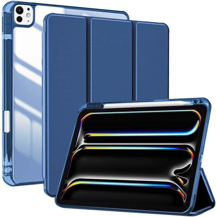 image:imageProCase for iPad Pro 13 Inch Case M5 2025 M4 2024 with Pencil Holder Slim Stand Clear Shell Back Shockproof Cover iPad Pro M5 M4 Case 13 Inch Supports Touch ID Auto WakeSleep BlackNavy