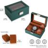 ProCase Watch Box, 3 Slot Mens Watch Case, Watch Storage Holder Organizer, Watch Display Case with Glass Lid, Anniversary Birthday Valentine Gifts for Men Women -3 Slot, Black(MidnightGreen)
