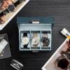 ProCase Watch Box, 3 Slot Mens Watch Case, Watch Storage Holder Organizer, Watch Display Case with Glass Lid, Anniversary Birthday Valentine Gifts for Men Women -3 Slot, Black(CrocCobaltBlue)