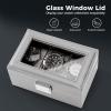 ProCase Watch Box, 3 Slot Mens Watch Case, Watch Storage Holder Organizer, Watch Display Case with Glass Lid, Anniversary Birthday Valentine Gifts for Men Women -3 Slot, Black(Grey)