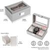 ProCase Watch Box, 3 Slot Mens Watch Case, Watch Storage Holder Organizer, Watch Display Case with Glass Lid, Anniversary Birthday Valentine Gifts for Men Women -3 Slot, Black(Grey)
