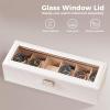 ProCase Watch Box, 3 Slot Mens Watch Case, Watch Storage Holder Organizer, Watch Display Case with Glass Lid, Anniversary Birthday Valentine Gifts for Men Women -3 Slot, Black(White)